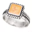 Kép 1/2 - Ezüst Gyűrű Narancsszínű Spiny Drágakő Intarziával és Fonott Díszítéssel