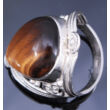 Sterling Ezüst Kaboson Gyűrű Tigrisszemmel