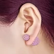 Kép 2/2 - Nemesacél Shamballa Fülbevaló Rózsaszín Cirkóniával