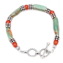 Sterling Ezüst Türkiz és Karnélian Karkötő Sterling Ezüst Türkiz és Karnélian Karkötő