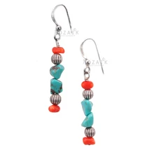 Ezüst Fülbevaló Türkiz és Korál Drágakővel Ezüst Fülbevaló Türkiz és Korál Drágakővel