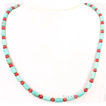 Ezüst Nyaklánc Korállal és Türkizzel Ezüst Nyaklánc Korállal és Türkizzel