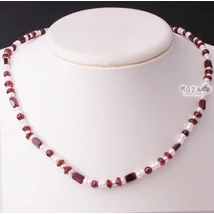 Gránát és Igazgyöngy Nyaklánc Ezüst Szerelékkel Gránát és Igazgyöngy Nyaklánc Ezüst Szerelékkel