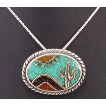 Különleges Ezüst Medál Drágakő Intarziával