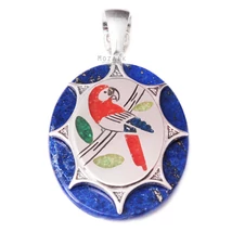 Ezüst és Lápisz Lazuli Papagájos Medál Ezüst és Lápisz Lazuli Papagájos Medál