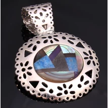 Ezüst Medál Drágakő Intarziával