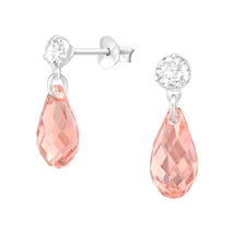 Sterling Ezüst Fülbevaló Barackszínű Kristállyal és Cirkóniával