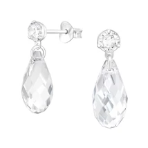 Sterling Ezüst Fülbevaló Fehér Kristállyal és Cirkóniával