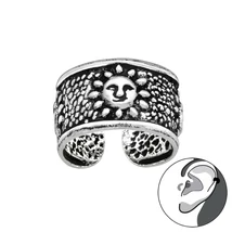 Sterling Ezüst Fülgyűrű Nap Mintával