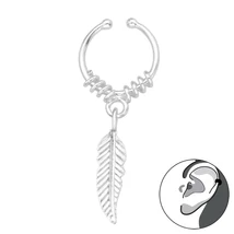 Sterling Ezüst Fülgyűrű Levél Dísszel