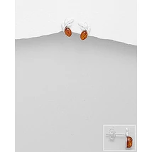 Sterling Ezüst Fülbevaló Borostyánnal