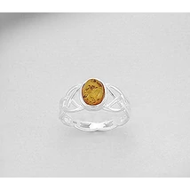 Sterling Ezüst Kelta Gyűrű Borostyánnal
