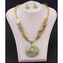 Nyaklánc és Fülbevaló Szett Zöld Gyöngyházzal