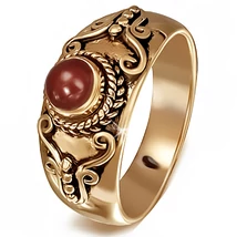 Bronz Pillangós Gyűrű Vörös Acháttal