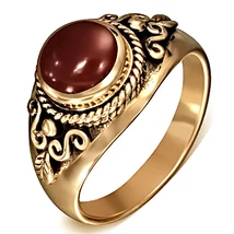 Bronz Gyűrű Vörös Acháttal