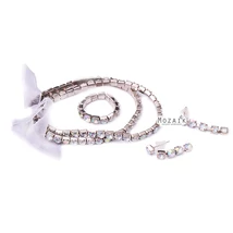 Karkötő, Fülbevaló és Gyűrű Szett Szintetikus Kövekkel