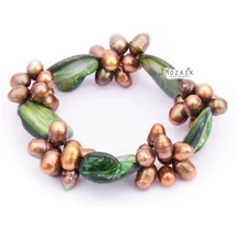 Igazgyöngy és Gyöngyház Gumis Karkötő