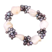 Igazgyöngy és Gyöngyház Gumis Karkötő