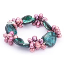 Igazgyöngy és Gyöngyház Gumis Karkötő