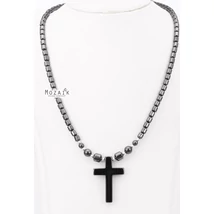 Mágneses Hematit Nyaklánc Kereszt Medállal