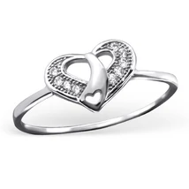 Sterling Ezüst Szív Gyűrű Cirkóniával