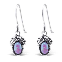 Sterling Ezüst Fülbevaló Opállal - Rózsaszín