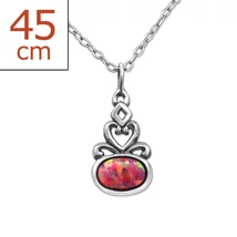 Sterling Ezüst Nyaklánc Opállal - Kárminvörös