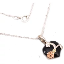 Ezüst és Arany Ónix Szív Medál Lánccal Ezüst és Arany Ónix Szív Medál Lánccal