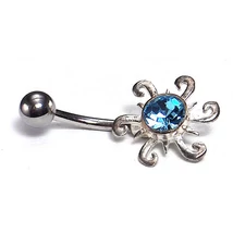 Nemesacél és Ezüst Piercing Cirkóniával - Csillag