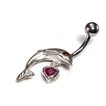 Nemesacél és Ezüst Piercing Cirkóniával - Delfin Nemesacél és Ezüst Piercing Cirkóniával - Delfin