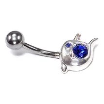 Nemesacél és Ezüst Piercing Cirkóniával - Delfin