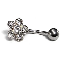 Nemesacél és Ezüst Piercing Cirkóniával - Virág Nemesacél és Ezüst Piercing Cirkóniával - Virág