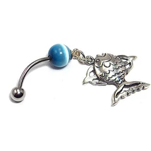 Nemesacél és Ezüst Piercing  - Hal