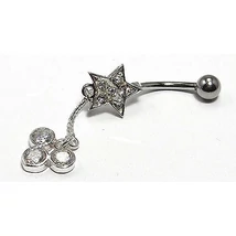 Nemesacél és Ezüst Piercing Cirkóniával - Csillag Nemesacél és Ezüst Piercing Cirkóniával - Csillag