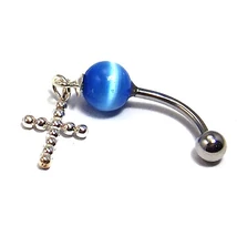 Nemesacél és Ezüst Piercing - Kereszt