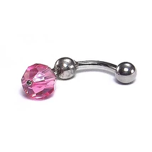 Nemesacél és Ezüst Piercing Rózsaszín Gömbbel