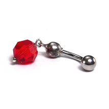 Nemesacél és Ezüst Piercing Piros Gömbbel Nemesacél és Ezüst Piercing Piros Gömbbel