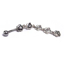 Nemesacél és Ezüst Piercing Cirkóniával  - Virág