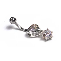 Nemesacél és Ezüst Piercing Cirkóniával - Szív