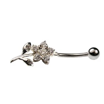 Nemesacél és Ezüst Piercing Cirkóniával - Virág