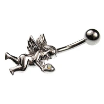 Nemesacél és Ezüst Piercing - Angyalka