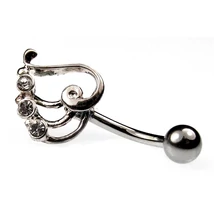 Nemesacél és Ezüst Piercing Cirkóniával - Szív