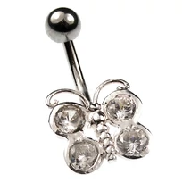 Nemesacél és Ezüst Piercing Cirkóniával - Pillangó