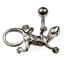 Nemesacél és Ezüst Piercing Cirkóniával - Gyík