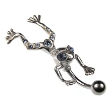 Nemesacél és Ezüst Piercing Cirkóniával - Béka