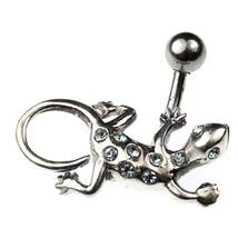Nemesacél és Ezüst Piercing Cirkóniával - Gyík