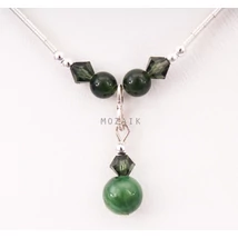 Ezüst Nyaklánc Jáspis és Kristály Kövekkel