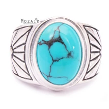 Ezüst Gyűrű Virágmintával és Türkizzel Ezüst Gyűrű Virágmintával és Türkizzel