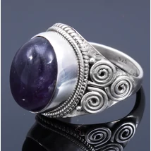 Sterling Ezüst Kaboson Gyűrű Ametiszttel