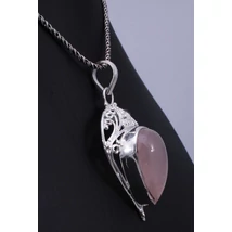 Sterling Ezüst Kaboson Medál Rózsakvarccal